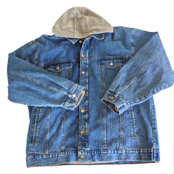 Vintage Faded Glory Blue denim jacket with removable gray sweatshirt - Picture 1 of 9